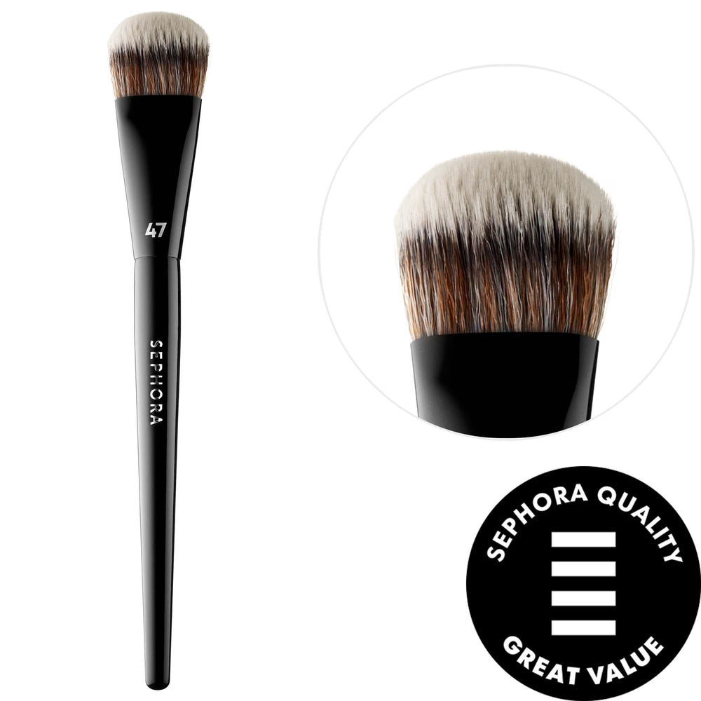 PRO Makeup Foundation Brush #47 - Vegan Synthetic Bristles for Seamless Application PRO Foundation Brush #47 - Vegan & Sustainable Makeup Tool makeup brush, foundation brush, vegan makeup tools, sustainable beauty products, high-quality synthetic bristles, cruelty-free, eco-friendly, makeup applicator, face brush, seamless foundation application, precise makeup application, natural finish, cream foundation, stick foundation