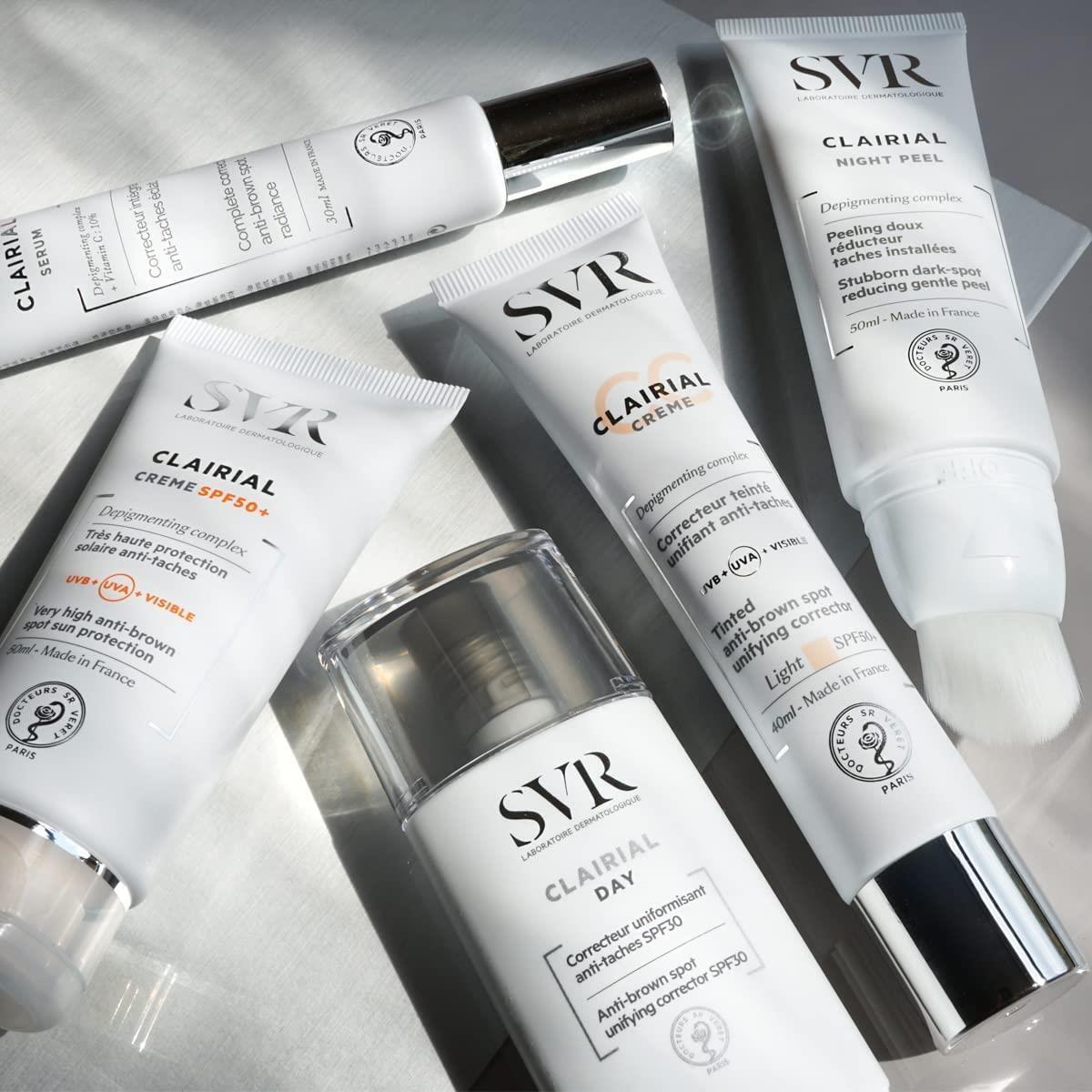 SVR Clairial Day Correcteur Uniformisant Anti-Taches SPF30 Anti-Spot Day Cream - Hypoallergenic Skincare for Uneven Skin Tone SVR Clairial Day Cream SPF30 - Anti-Spot & Hypoallergenic Anti-spot day cream, SPF 30 day cream, Hypoallergenic skincare, UV protection cream, Uneven skin tone correction, Skincare for sensitive skin, Brown spot treatment, Day cream with SPF, Depigmenting complex, UVA+UVB protection, Skincare routine, Facial moisturizer, Neck and décolletage care