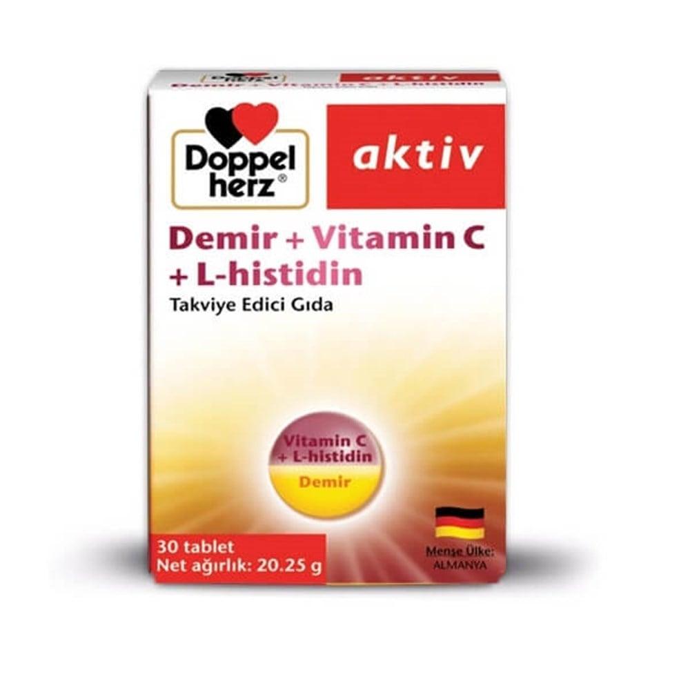 Doppelherz Aktiv Demir Iron Supplement with Vitamin C & L-Histidine Dietary Supplement - 30 Tablets Doppelherz Aktiv Demir Iron Supplement - 30 Tablets Iron Supplement, Vitamin C Supplement, Dietary Supplement, Doppelherz Aktiv Demir, Health Supplements, Nutritional Health, Iron and Vitamin C, Folic Acid, Vitamin B12, L-Histidine, Adult Health, Pregnancy Support, Immune System Support