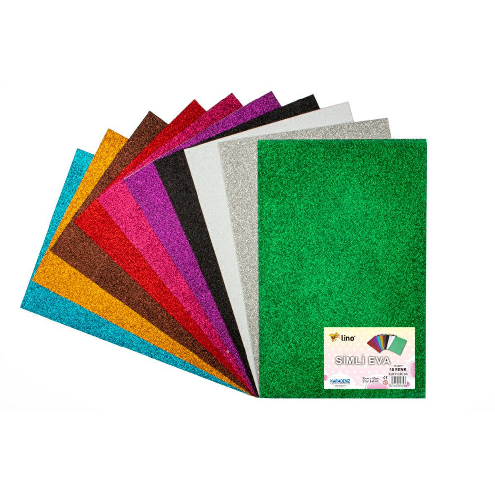 Lino Eva Colored Paper Pack - 10 Sheets, 10 Colors, 2mm Thickness, Simli Textured Paper for Art and Craft Projects