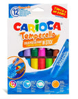 Carioca Tempera Stick Paint Set - 12 Vibrant Colors, Washable & Easy to Use for Kids