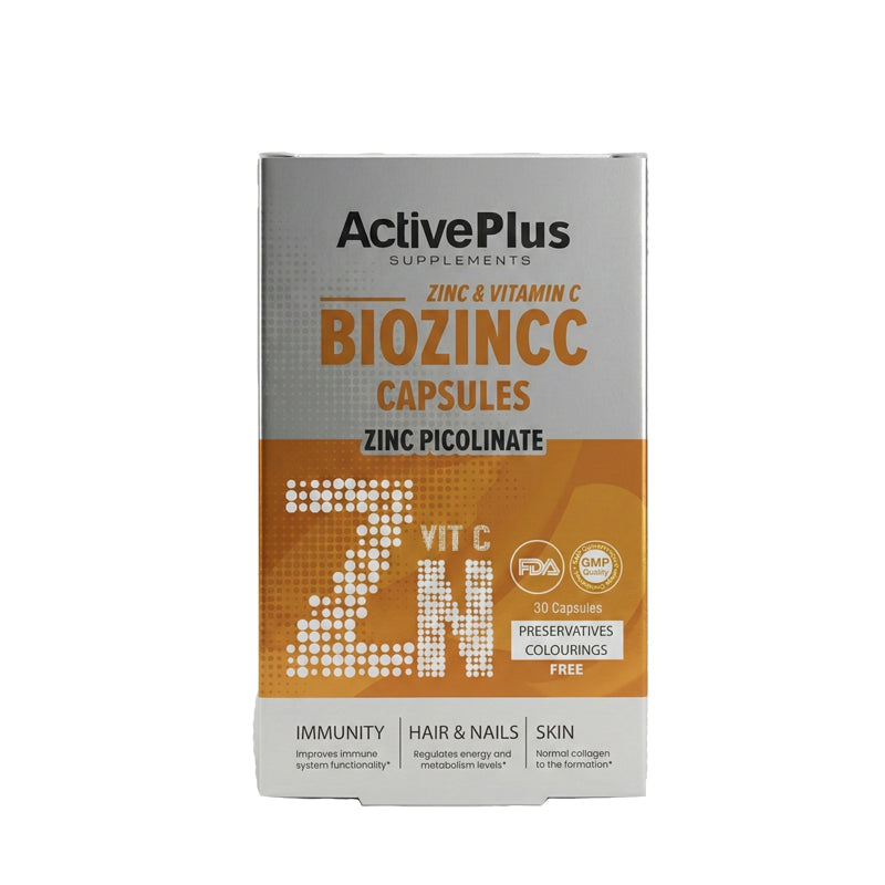 Active Plus Biozincc Capsules with Vitamin C & Zinc 30 Count