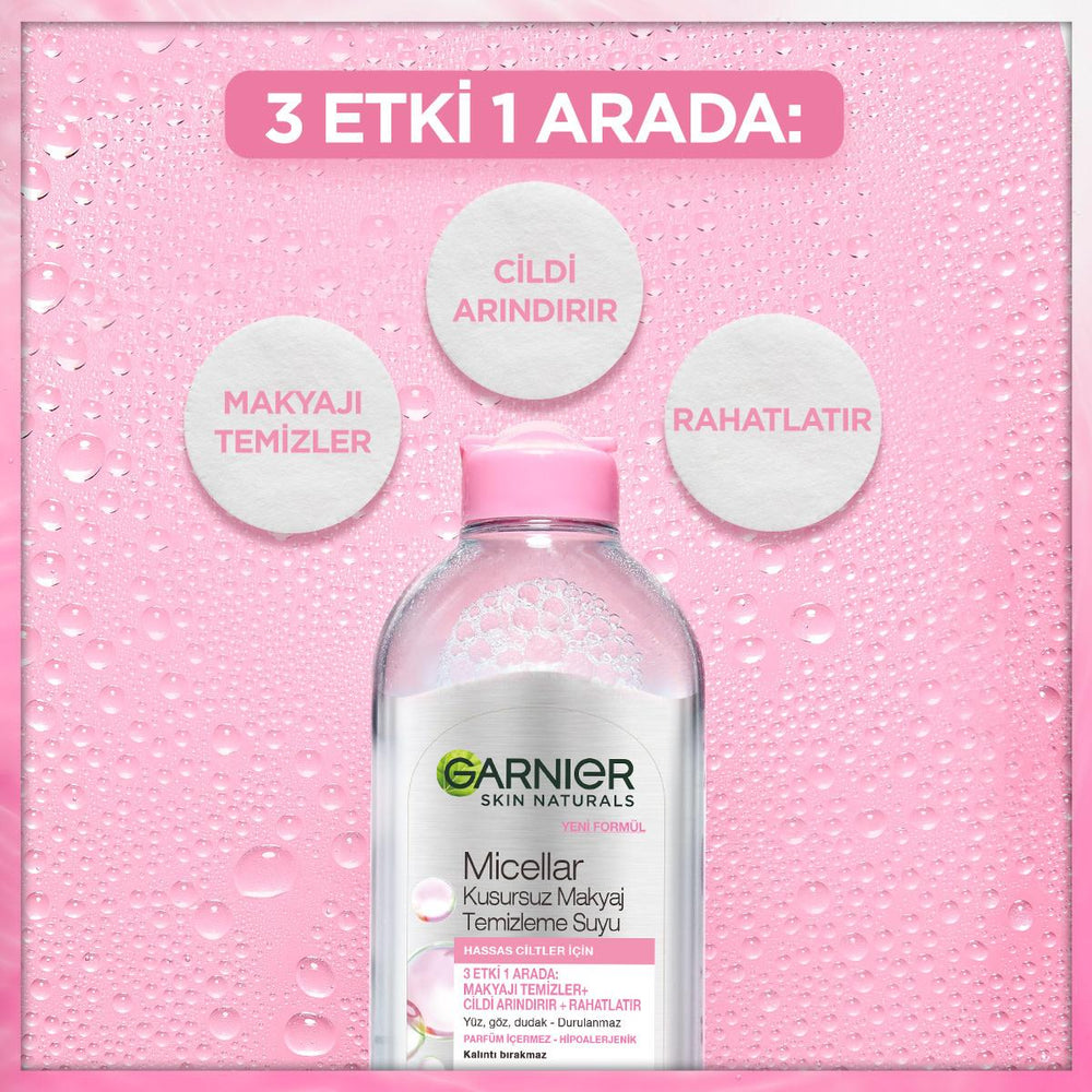 Garnier Micellar Makeup Remover Water - Gentle, Effective Cleansing for Sensitive Skin - 400ml - Makeup Remover