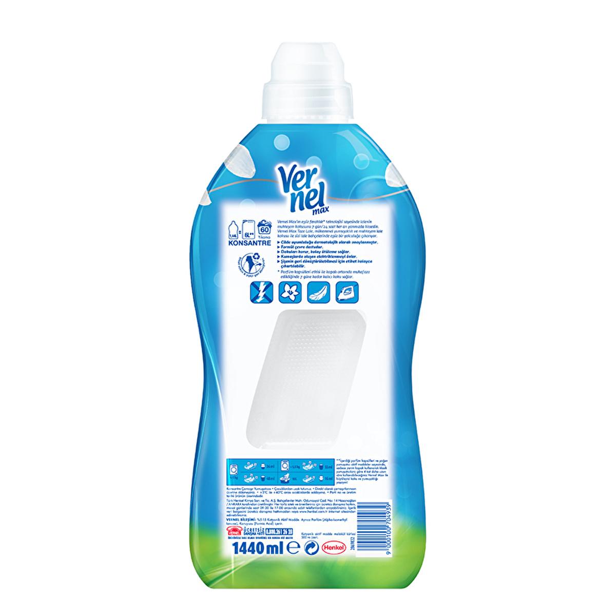 Vernel Max Taze Lale Concentrated Laundry Softener - 1440ml, Long-Lasting Freshness & Softening for Clothes Vernel Max Taze Lale Laundry Softener - Soft & Fresh for 7 Days laundry softener, concentrated laundry softener, long-lasting freshness laundry, Vernel Max Taze Lale, softener for clothes, laundry care, fabric softener, freshness that lasts, soft clothes, laundry products, household essentials