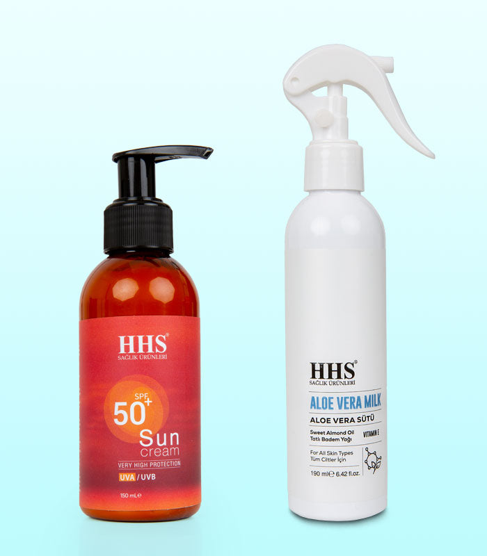 HHS SPF 50+ Sun Protection Set | Aloe Vera Milk & Herbal Sunscreen | Moisturizing & Soothing Care
