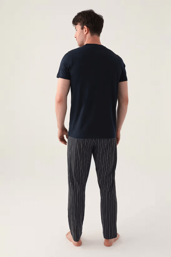 Arnetta AR3011 Men's Plus Size Pajama Set in Navy Blue