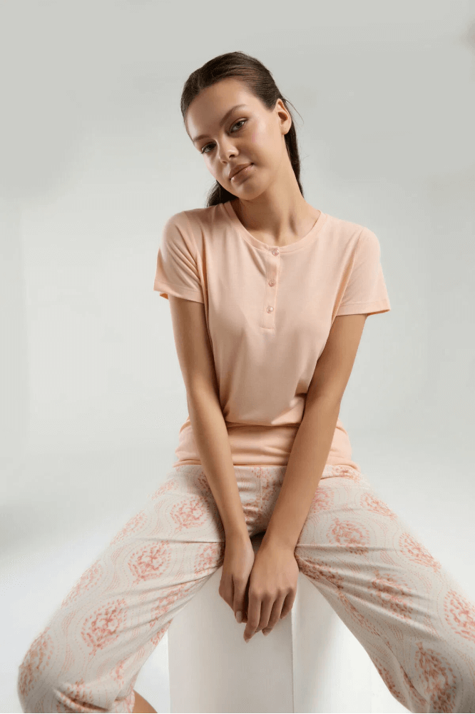 Arnetta AR3258 Women's Soft Loungewear Pajama Set in Salmon
