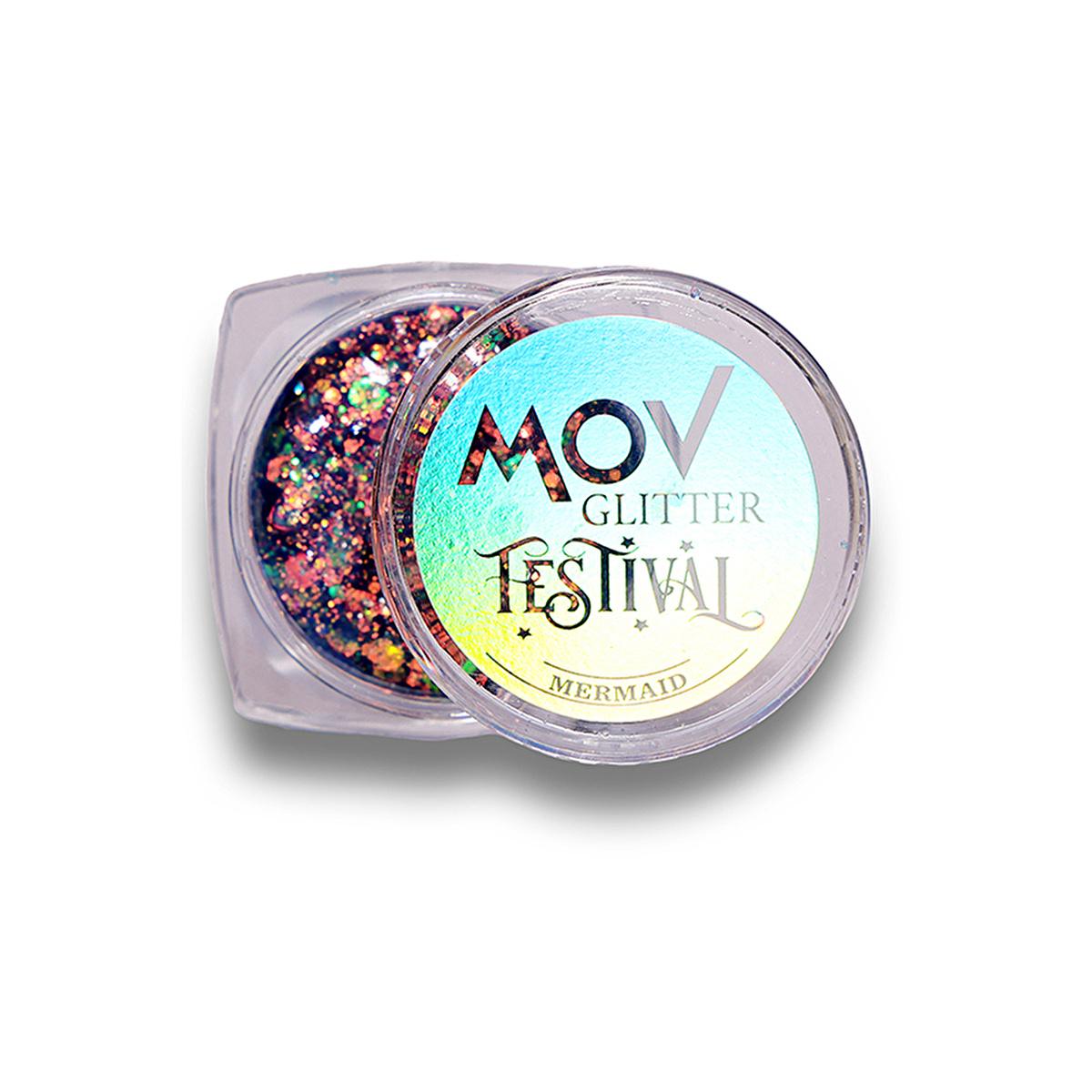 Mov Glitter Cream Makeup Festival No:11 Mermaid - Moisturizing, Multi-Purpose Face Product for Trendy Makeup Looks Mov Glitter Cream Makeup - Moisturizing & Multi-Purpose glitter cream makeup, festival makeup, multi-purpose face product, shimmering highlighter, moisturizing glitter eyeshadow, Mov, cosmetic, makeup, beauty product, glitter eyeshadow, face glitter, moisturizing makeup, festival beauty, body art makeup