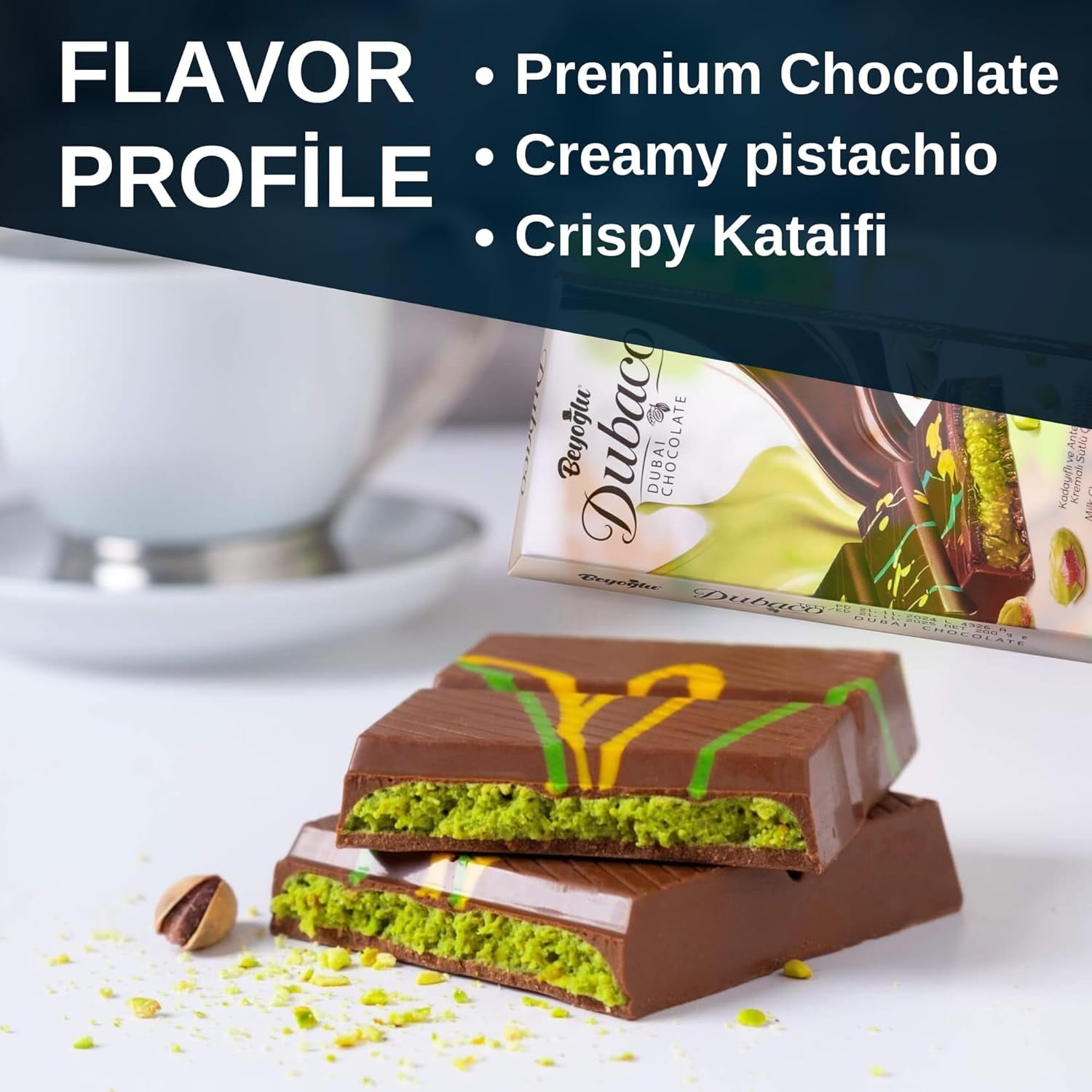 Beyoglu Dubaco Dubai Chocolate Bar 3.17 oz (90gr) - Express Shipping