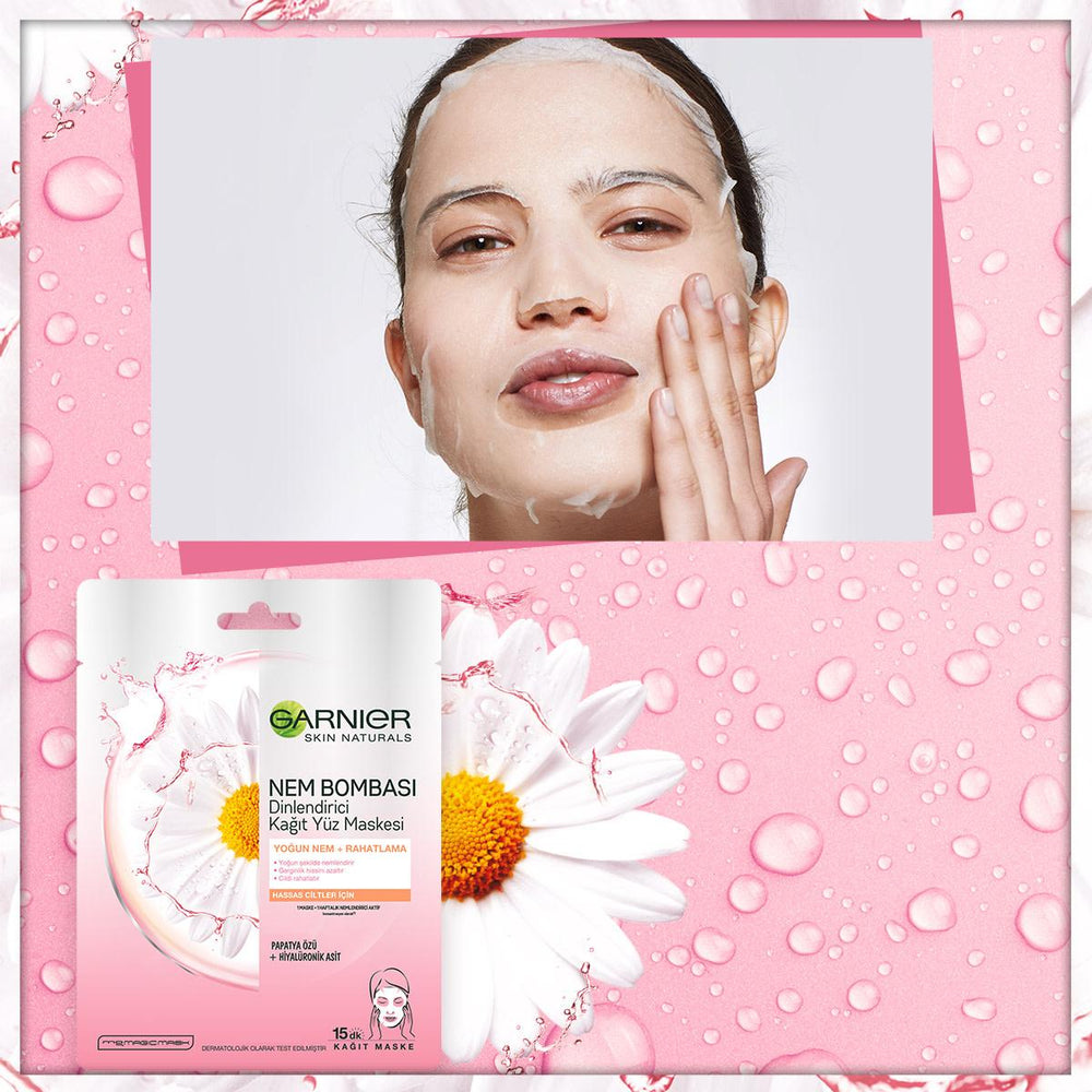 Garnier Chamomile Sheet Mask - Hydrating, Soothing & Relaxing Face Mask for Sensitive Skin - Face Mask