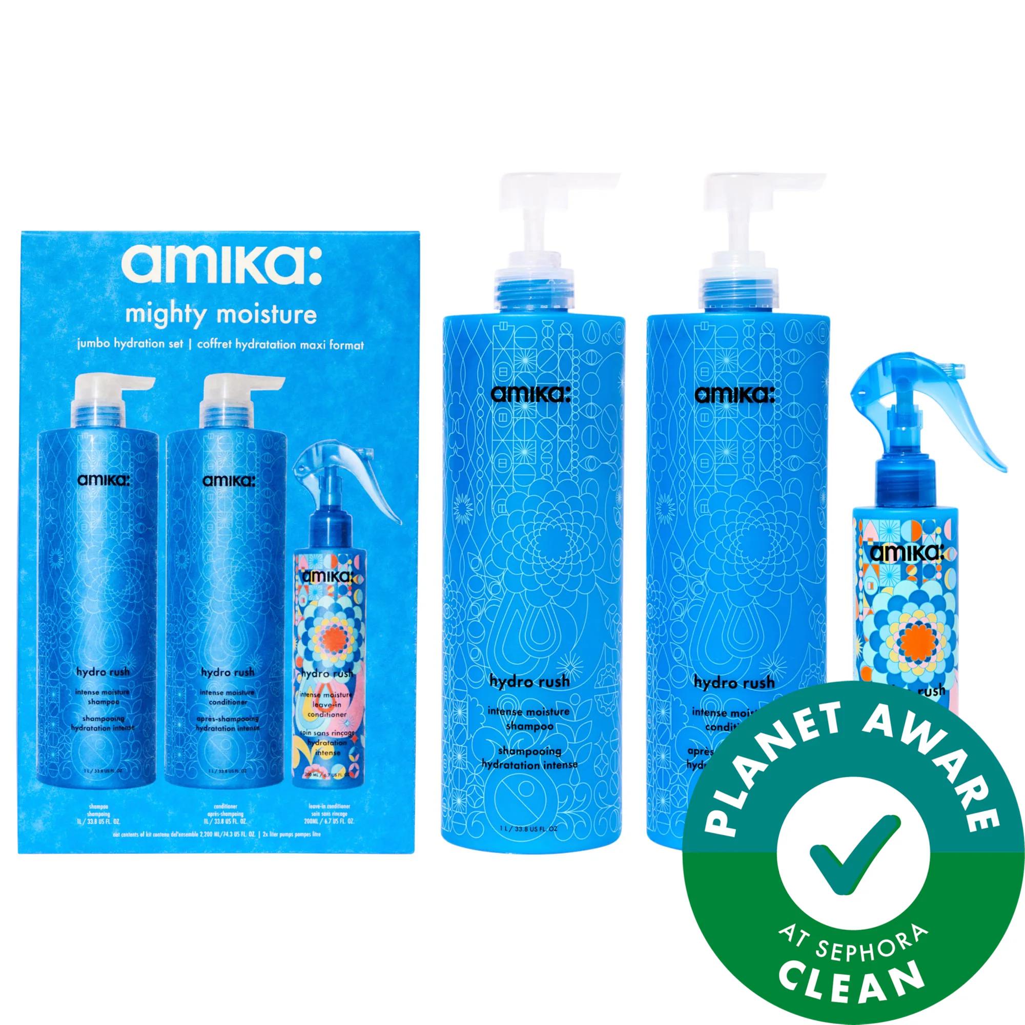 Mighty Moisture: Hydration Hair Care Set - Intense Moisture Shampoo, Conditioner, & Leave-In - Vegan, Cruelty-Free - For Dry, Damaged, Curly Hair Mighty Moisture Hydration Set: Deeply Moisturizing Hair Care hydration hair set, moisturizing shampoo and conditioner, dry hair treatment, curly hair hydration, vegan hair products, cruelty-free hair care, damaged hair repair, frizz control, hyaluronic acid hair, squalane hair treatment, hair care set, shampoo, conditioner, leave-in conditioner, dry hair, damaged