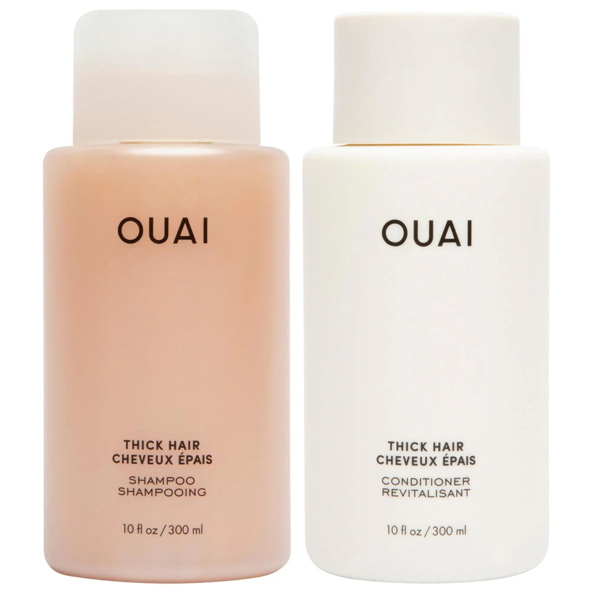 OUAI Shampoo & Conditioner Duo for Thick Hair: Hydrate, Detangle & Control Frizz - Sulfate & Paraben Free, Cruelty-Free, 20.28 fl oz OUAI Shampoo & Conditioner: Frizz Control & Hydration for Thick Hair shampoo and conditioner for thick hair, frizz control shampoo, hydrating shampoo and conditioner, sulfate free shampoo, paraben free shampoo, cruelty free hair products, shampoo for dry thick hair, conditioner for thick frizzy hair, thick hair shampoo, thick hair conditioner, frizzy hair, dry hair, damaged ha