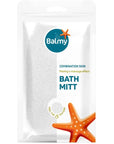 Balmy Polyester Bath Glove for Gentle Exfoliation - White