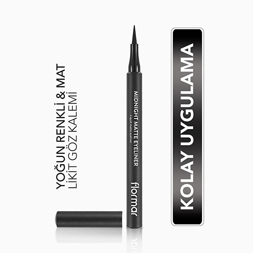 Flormar Liquid Eyeliner - Midnight Matte, Long-Lasting, Precise Application, Black - view 4