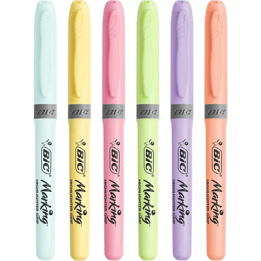 BIC Highlighter Grip Pastel Highlighter Pens with Adjustable