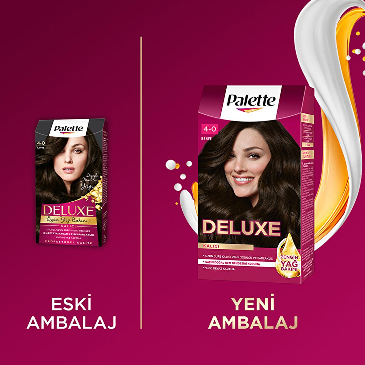 Palette Deluxe Saç Boyası 4-0 Kahve - Long-Lasting Hair Dye for Vibrant Color Palette Deluxe Hair Dye - Vibrant Long-Lasting Color Hair dye, Long-lasting hair color, Hair coloring products, Deluxe hair dye, Palette Deluxe Saç Boyası, Hair care, Cosmetics, Beauty products, Hair color maintenance, Vibrant hair color