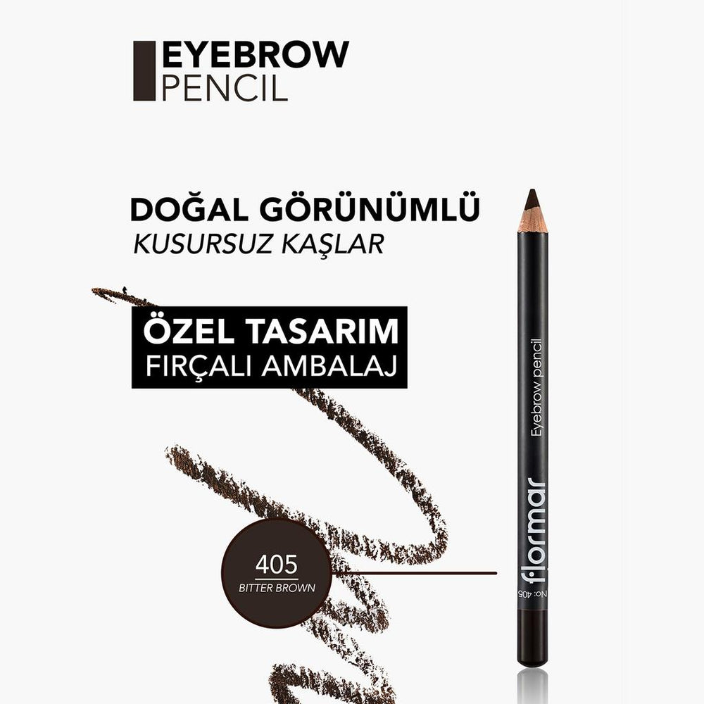 Flormar Eyebrow Pencil with Blending Brush 405 Bitter Brown