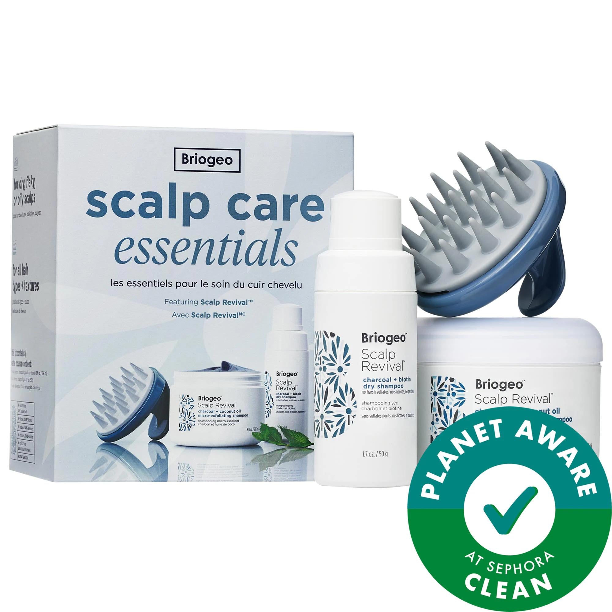 Briogeo Scalp Revival Scalp Care Essentials Kit - Vegan Hair Care Set with Micro-Exfoliating Shampoo, Dry Shampoo, Scalp Massager Briogeo Scalp Care Kit - Vegan & Natural Hair Care Scalp Care, Hair Care Kit, Vegan Hair Products, Dry Shampoo, Scalp Massager, Micro-Exfoliating Shampoo, Natural Hair Care, Gluten-Free Hair Products, Cruelty-Free Hair Care, Scalp Health, Hair Care Essentials, Briogeo, Scalp Revival, Hair Care for Women, Hair Care for Men, Scalp Care Routine