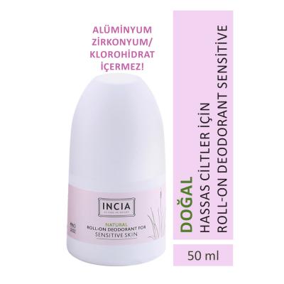 Incia Natural Roll-On Deodorant for Sensitive Skin - 50 Ml, Gentle Aloe Vera & Mineral Salt Formula - Deodorant