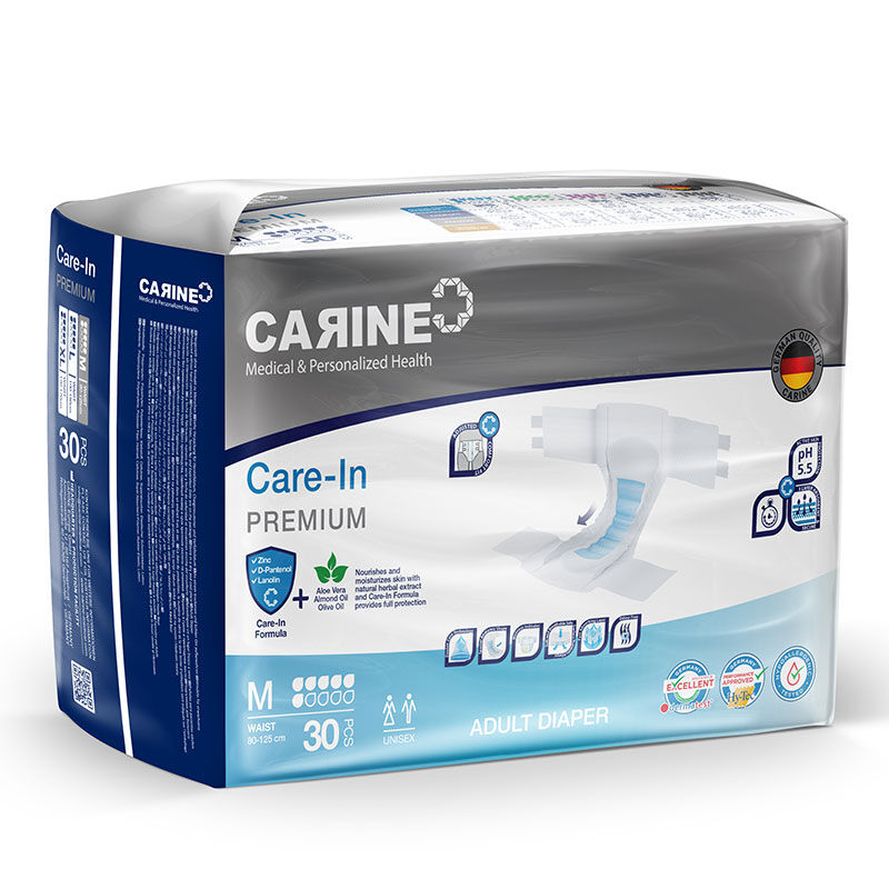 Carine Premium Adult Diapers with Wetness Indicator Medium 30 Count