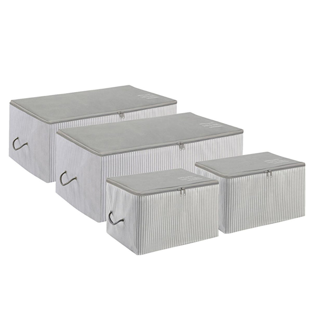 Ocean Home 4-Piece Gray Collapsible Storage Basket Set for Home Organization Ocean Home 4-Piece Gray Storage Basket Set storage baskets, gray storage set, collapsible storage, home organization, textile storage solutions, closet organization, underbed storage, linen storage, household textiles, breathable storage, space-saving storage