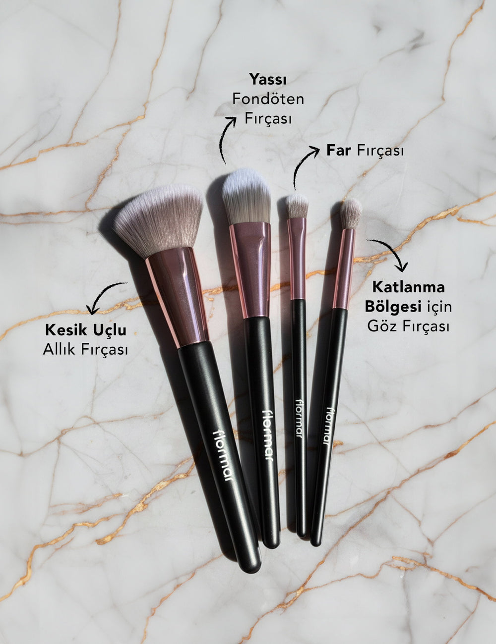 Flormar Makeup Brush Set with Travel Pouch 4 Pieces