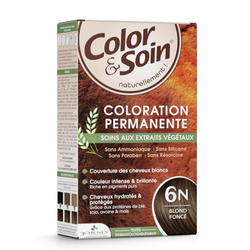 Color & Soin Hair Dye 6N Dark Blonde for Gray Coverage