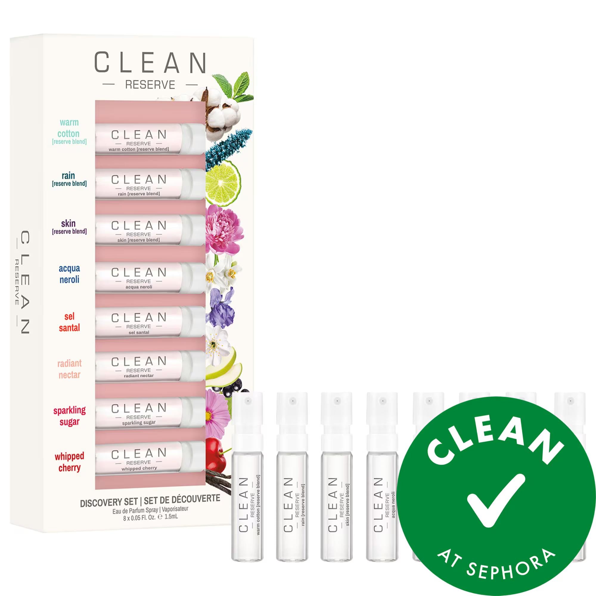CLEAN RESERVE Discovery Perfume Set - Sustainable Trial-Size Fragrances for Women & Men, Eco-Friendly Packaging, Clean at Sephora CLEAN RESERVE Discovery Perfume Set - 8 Sustainable Trial Sizes Perfume Set, Trial-size fragrances, Sustainable fragrances, Eco-friendly packaging, Clean at Sephora, Fragrance gift set, Women's perfume, Men's perfume, Unisex fragrance, Sustainable beauty products, Eco-friendly beauty, Gift ideas for her, Gift ideas for him, Fragrance discovery, Travel-sized fragrances