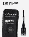 Flormar Gel Liquid Eyeliner GE01 Black - High Pigment Formula | Smooth Finish