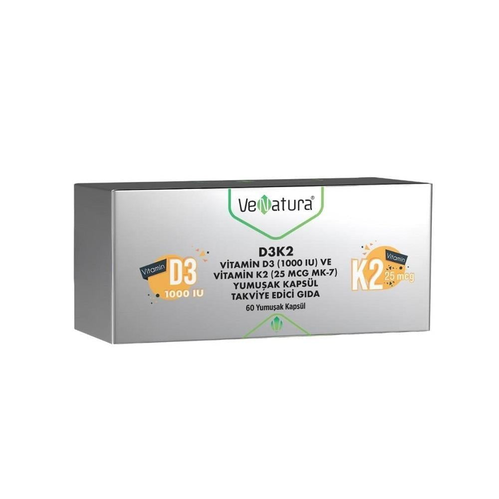 VeNatura Vitamin D3 & K2 Softgels for Bone Support 60 Count