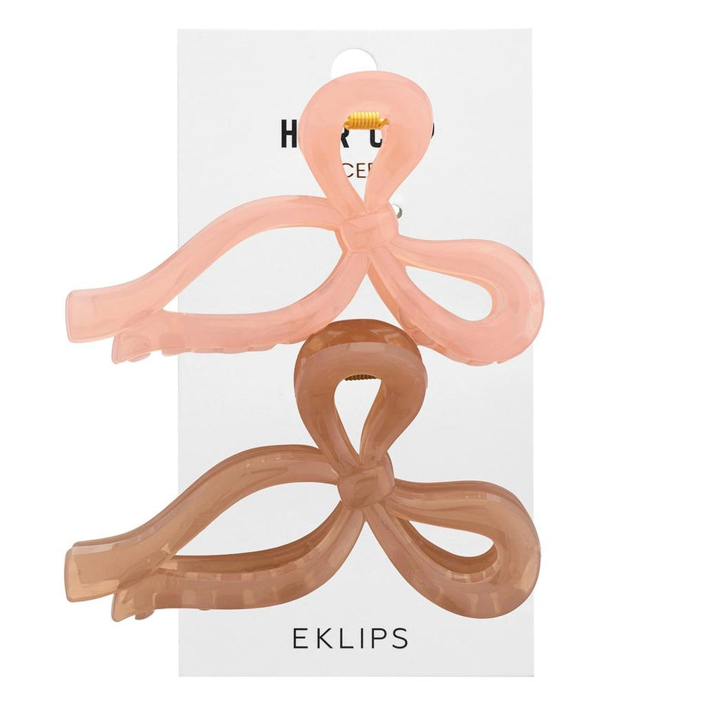 Eklips Frosted Ribbon Hair Clips Pink & Brown 2-Pack