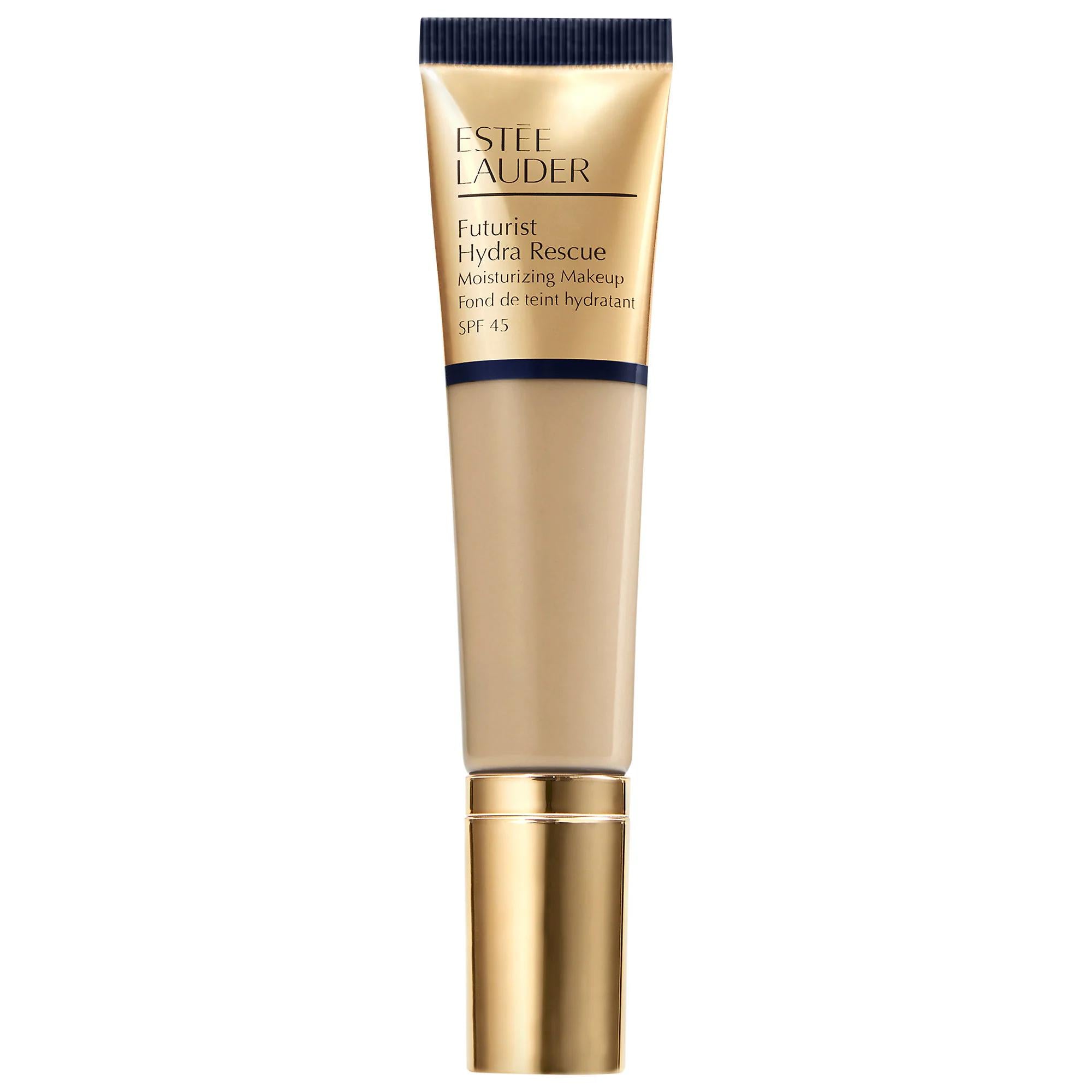 Estee Lauder Futurist Hydra Rescue Moisturizing Foundation SPF 45: Radiant Finish, Hydrating Skincare Benefits, & Blue Light Protection Estee Lauder Foundation SPF 45: Moisturizing & Radiant Finish moisturizing foundation, SPF 45 foundation, radiant finish foundation, Estee Lauder foundation, foundation with skincare benefits, foundation for redness, long wear foundation, blue light protection makeup, foundation, makeup, face makeup, hydrating foundation, soothing foundation, antioxidant foundation, vitamin