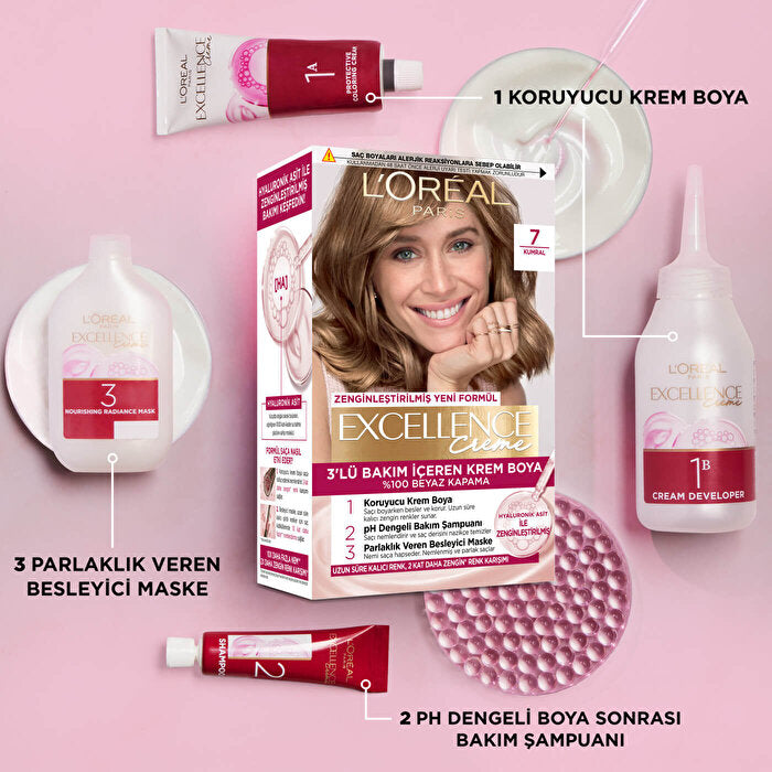 L'Oreal Paris Excellence Creme Hair Color 7 Light Brown - Rich Color