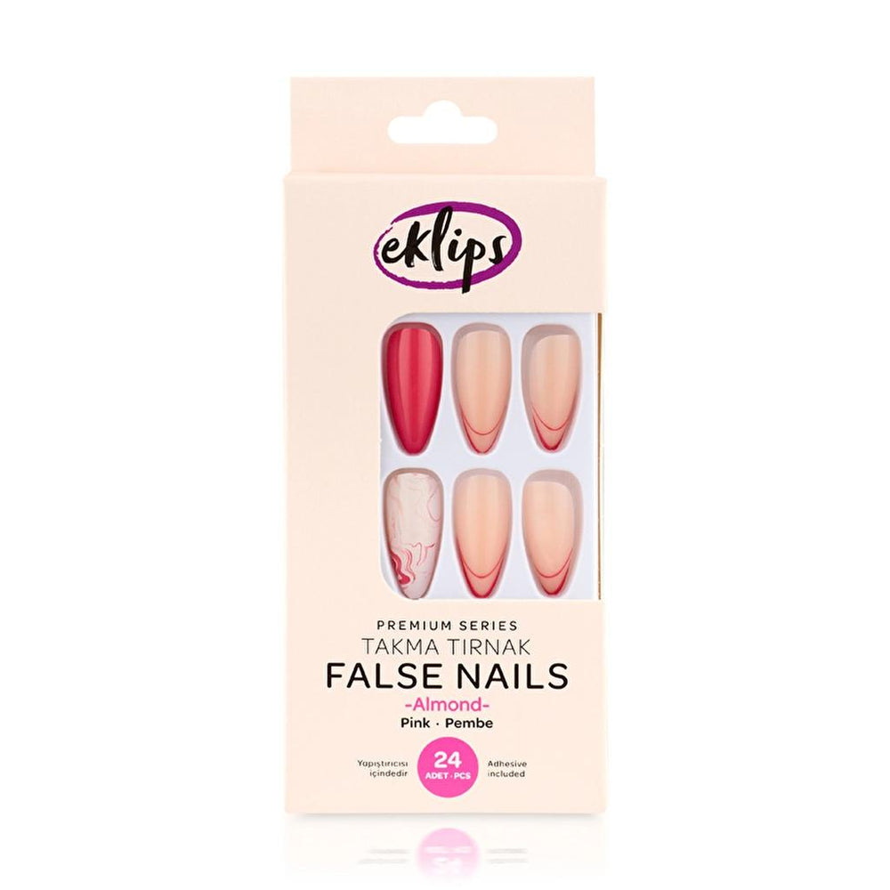 Eklips Pink French Almond Press-On Nails 24 Count