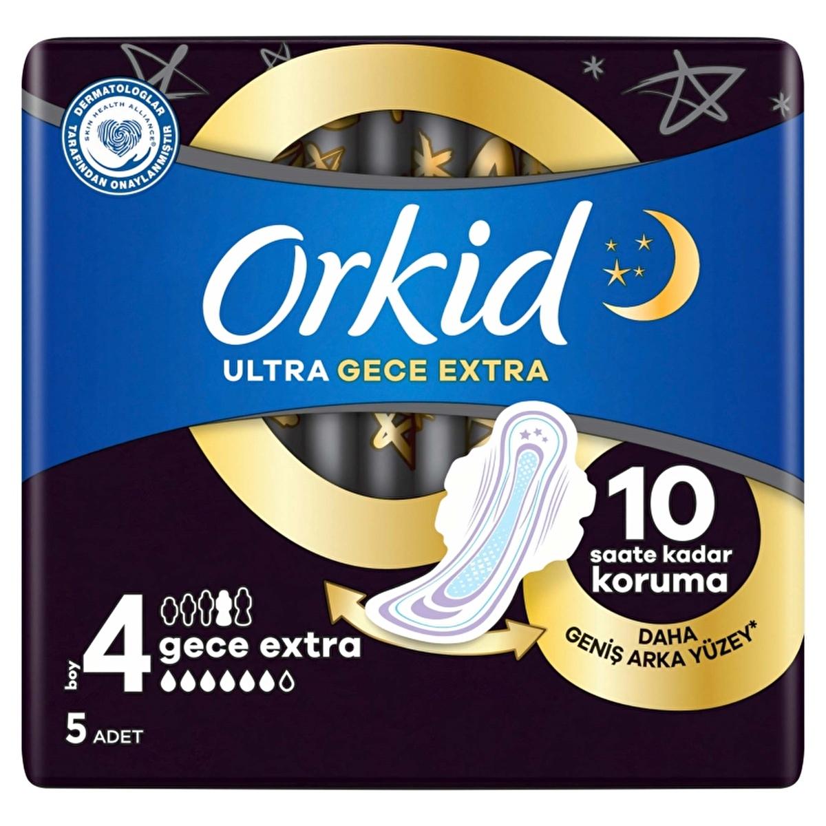 Orkid Ultra Gece Extra (Boy 4) - Nighttime Hygienic Pads with 60% Larger Back Section for Extra Protection Orkid Ultra Gece Extra (Boy 4) - Nighttime Hygienic Pads Nighttime hygienic pads, Leakage protection pads, Dermatologically tested hygiene products, Ultra thin sanitary pads, Sanitary pads with wings, Women's hygiene products, Nighttime protection, Feminine hygiene, Hygiene essentials, Comfortable sanitary pads, Reliable leakage protection