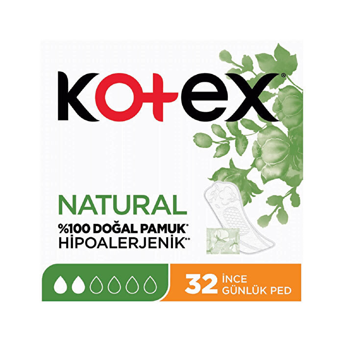 Kotex Natural Thin Daily Pads 32 Count - Hypoallergenic | Comfort