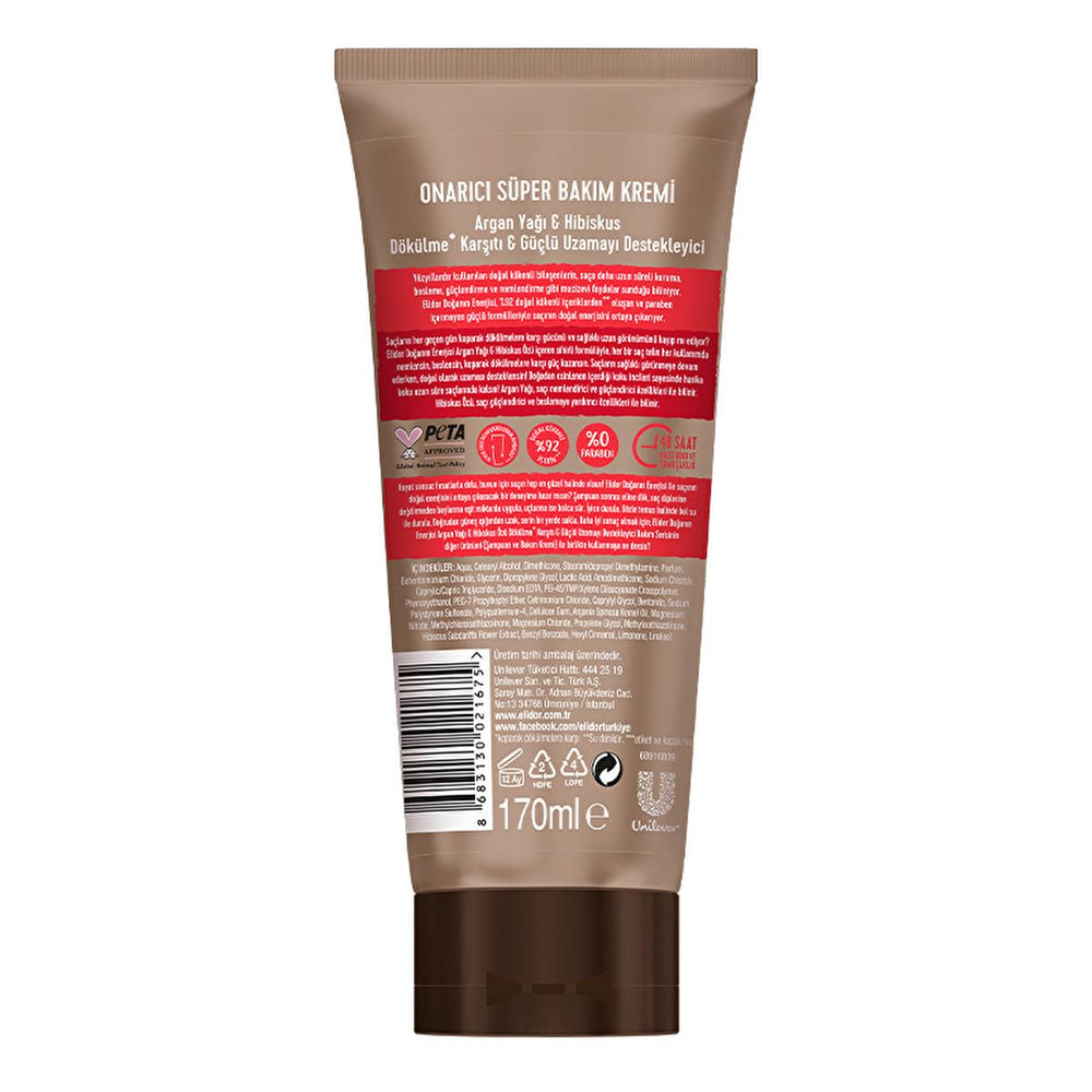 Elidor Argan Oil & Hibiscus Hair Care Cream - Nourishing, Moisturizing, and Strengthening for Damaged Hair, 5.75 fl - view 4