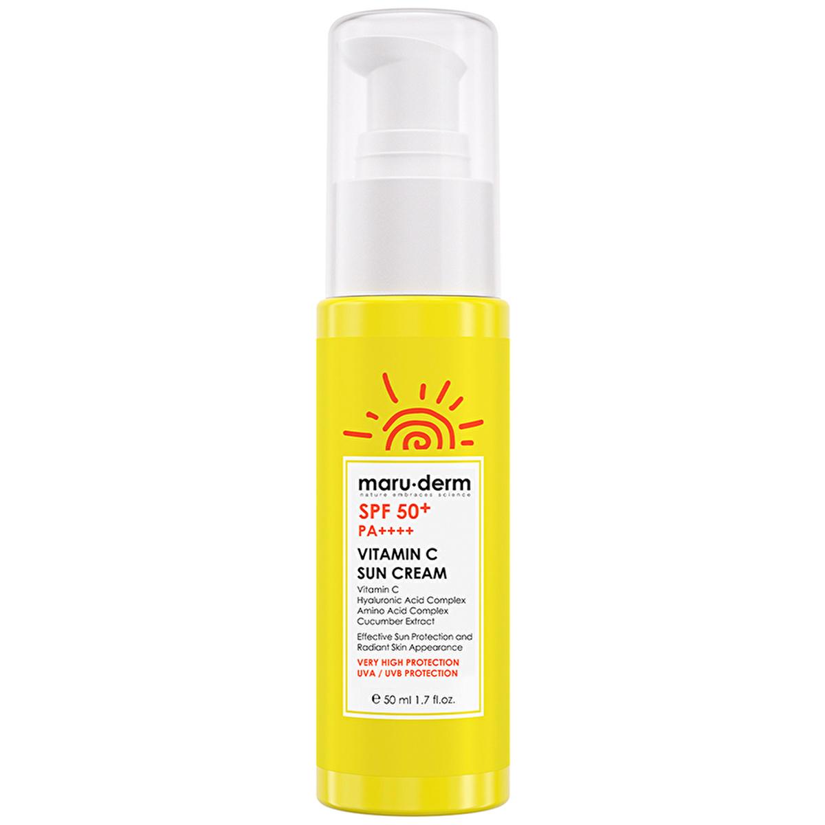 Maruderm C Vitamin SPF 50+ Sunscreen Cream for Sensitive Skin - 1.69 fl oz Maruderm SPF 50+ Sunscreen Cream - Protect & Moisturize SPF 50+ sunscreen, C Vitamin sunscreen, Hyaluronic Acid sunscreen, UVA/UVB protection, Sensitive skin sunscreen, Daily sun protection, Antioxidant sunscreen, Moisturizing sunscreen, Non-greasy sunscreen, Korean skincare, Sun care products, Skin protection, Dermatologically tested, Cosmetic skincare
