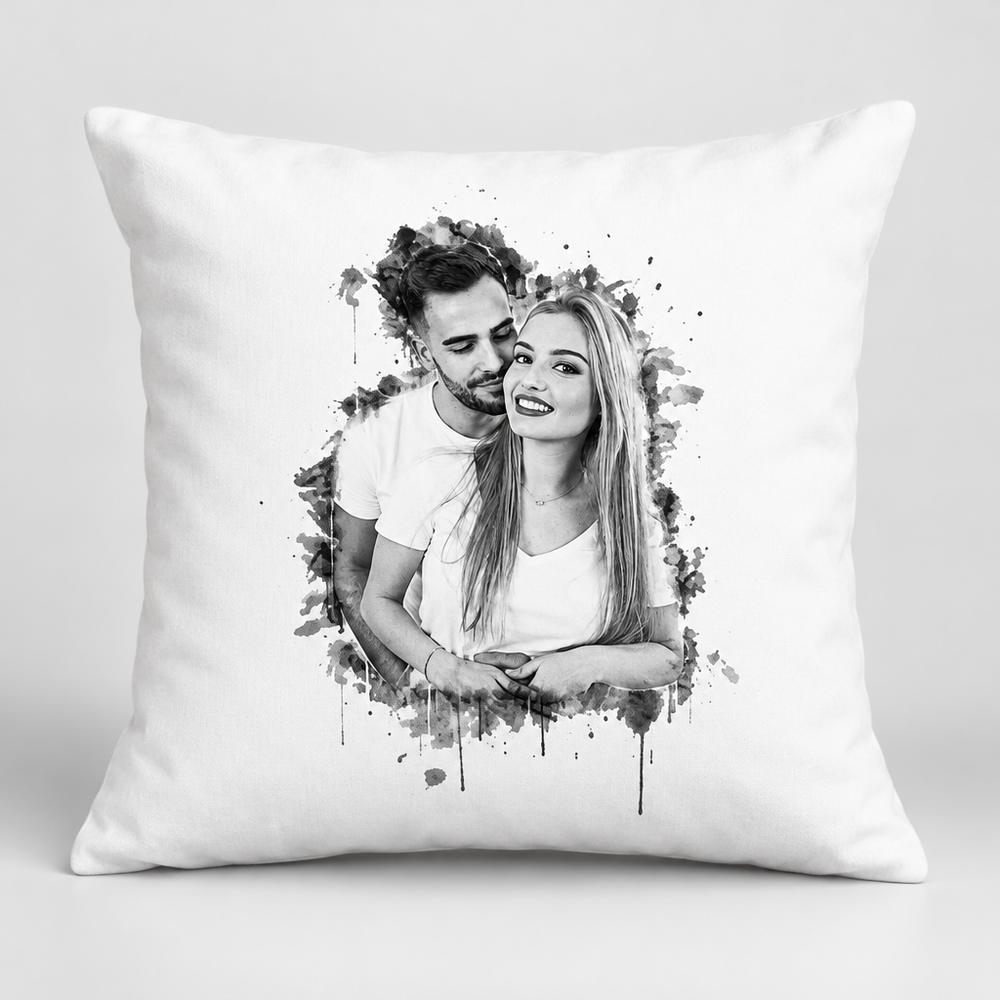 Pencil Sketch Photo Printed Personalized Pillow
