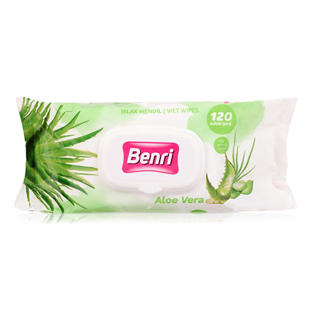 Benri Aloe Vera Wet Wipes 120 Count - Gentle pH Formula | Skin Care - image 2