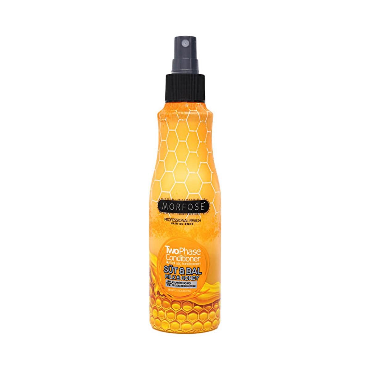 Morfose Milk & Honey Double Phase Leave-In Conditioner & Heat Protectant Spray for Nourished Hair - 7.45 fl oz Morfose Milk & Honey Leave-In Conditioner & Heat Protectant hair care product, leave-in conditioner, heat protectant, milk and honey hair treatment, double-phase hair serum, hair nourishment, hair repair, heat damage prevention, natural hair care, hair health, Morfose, hair serum, hair treatment, daily hair care