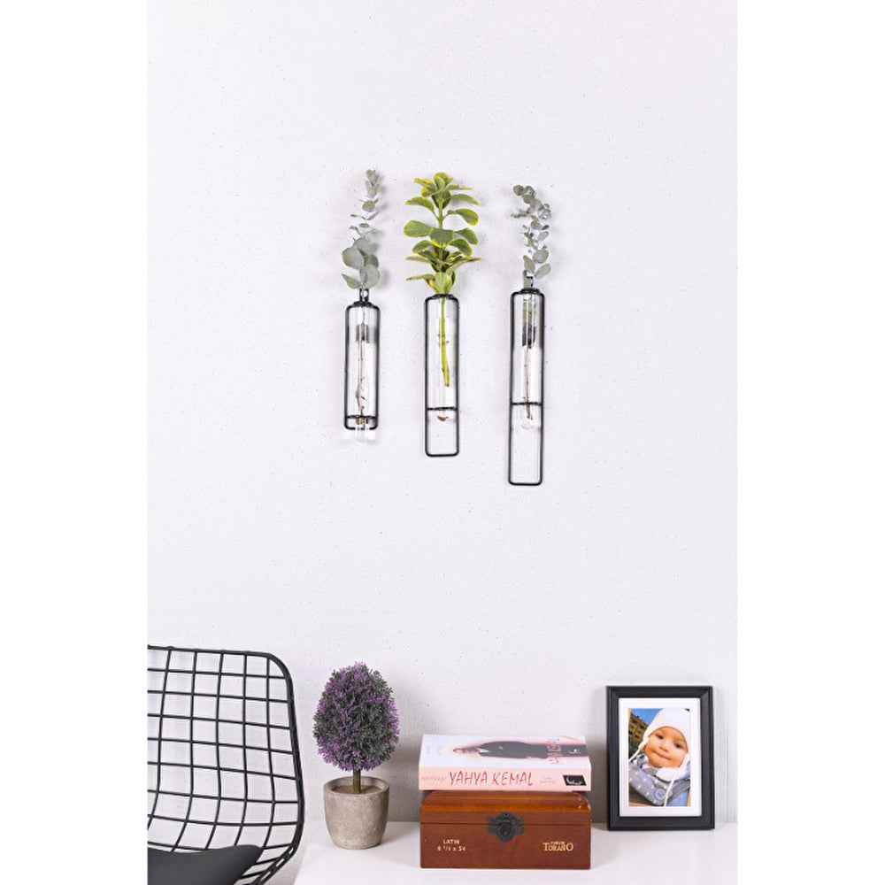 Muyika Modern Metal Wall Shelf Set with Glass Shades - 3 Decorative Shelves for Indoor Display - view 2
