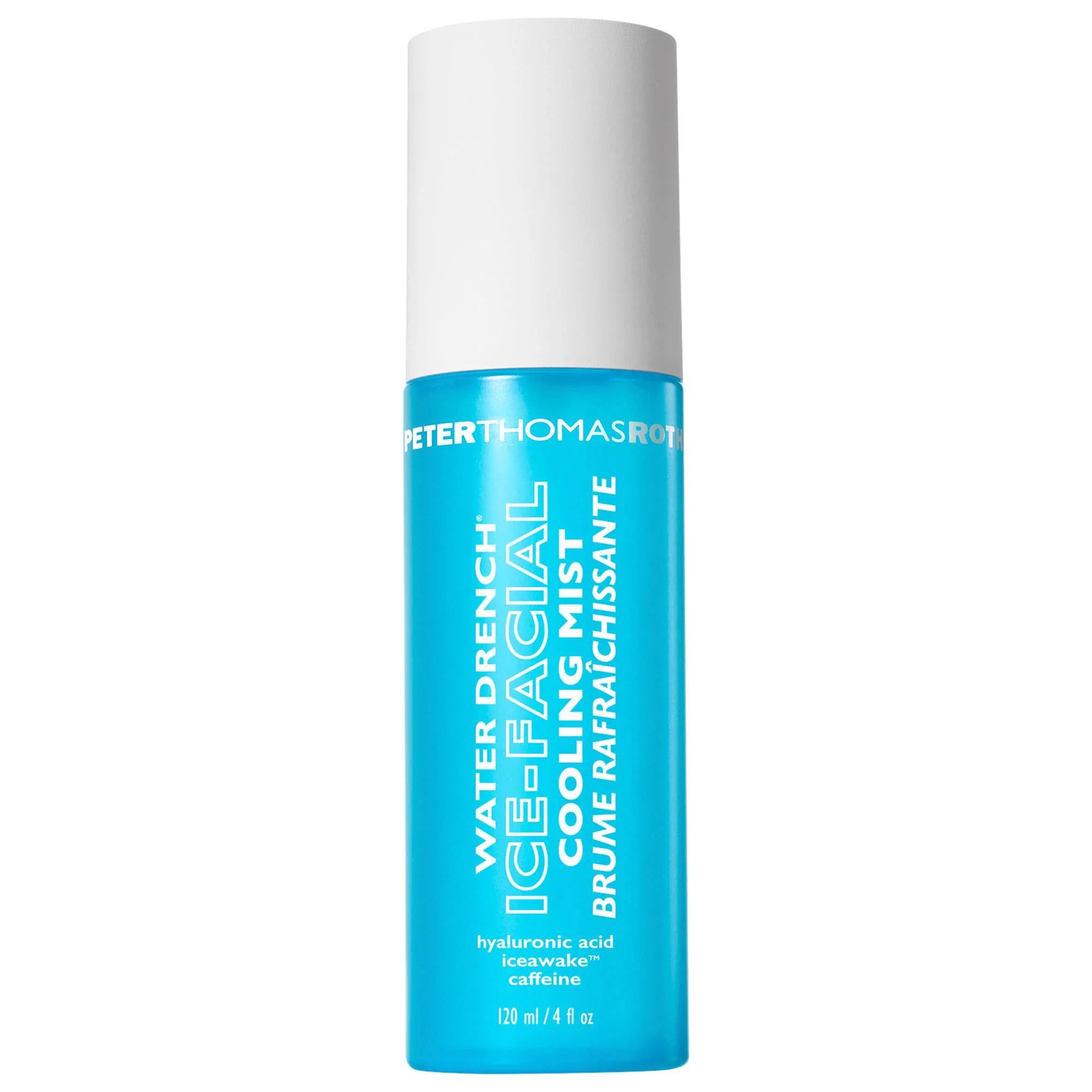 Peter Thomas Roth Water Drench Ice-Facial Cooling Mist: Hydrating Hyaluronic Acid Face Spray for Redness Relief & De-Puffing Peter Thomas Roth Cooling Mist: Hydrate & De-puff with Hyaluronic Acid facial cooling mist, hydrating facial spray, anti-redness mist, de-puffing face mist, hyaluronic acid mist, cooling face spray, skin refreshing mist, facial redness relief, dry skin face mist, facial mist, face spray, hydration, cooling, puffiness, redness, irritation, hyaluronic acid, IceAwake, peppermint, caffein