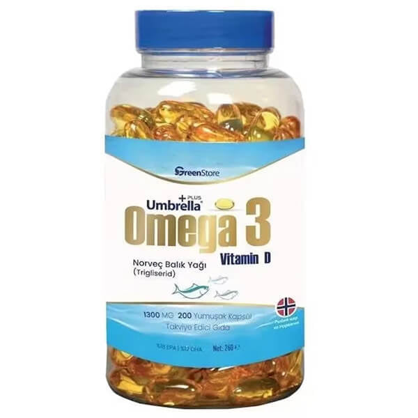 Green Store Umbrella Plus Omega 3 Norwegian Fish Oil 1300 mg 200 Capsules