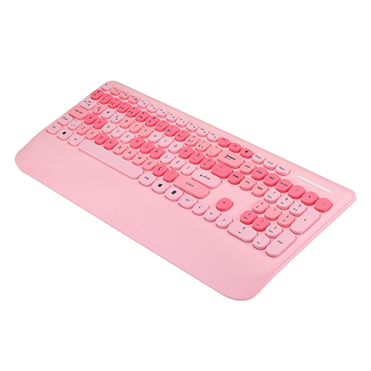 Everest Wireless Keyboard and Mouse Set - 2.4Ghz Wireless Combo, TR Layout Keyboard, 1600 DPI Mouse, Ergonomic Wrist Rest - Everest Renkli Tuşlu Pembe Kablosuz Q Multimedia Klavye + Mouse Set Everest Wireless Keyboard & Mouse Set - 2.4Ghz, TR Layout, 1600 DPI Wireless Keyboard and Mouse, 2.4Ghz Wireless Combo, TR Layout Keyboard, 1600 DPI Mouse, Keyboard with Wrist Rest, Ergonomic Keyboard, Wireless Keyboard, Computer Accessories, Productivity Tools, Clutter-Free Workspace, Home Office Essentials, Gaming Pe
