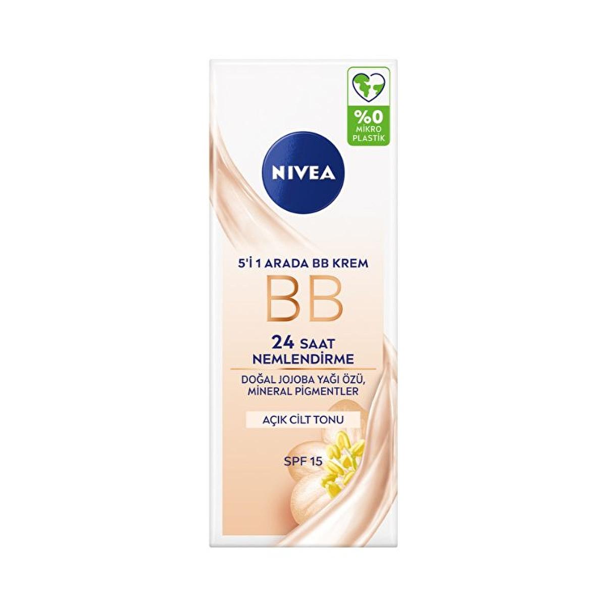 Nivea Essentials BB Cream - 5-in-1 Daytime Facial Care for Even Skin Tone & Imperfection Concealment Nivea BB Cream for Even Skin Tone & Imperfection Concealment Nivea BB Cream, daytime facial care, multi-functional skincare, even skin tone, conceal imperfections, BB Cream, skincare routine, dermatologically tested, organic jojoba oil, mineral pigments, all skin types, light shade, Nivea Essentials, facial care, beauty products, cosmetics, skincare essentials