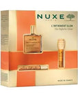 Nuxe Infinite Glow: Skincare Gift Set - Hydrating Dry Oil, Lip Balm & Radiance Enhancer | Nuxe Huile Prodigieuse & Reve de Miel Included Nuxe Gift Set: Radiant Skin w/ Huile Prodigieuse & Lip Balm Nuxe gift set, skincare gift set, beauty gift set, dry oil skincare, lip balm, radiance enhancing skincare, Nuxe Huile Prodigieuse, Nuxe Reve de Miel, moisturizing skincare set, gift set for women, dry oil, skincare, beauty, moisturizing, radiance, lip care, gift for her, gift for women, skincare routine, Nuxe ski
