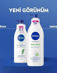 Nivea Aloe Vera 72-Hour Moisturizing Body Lotion for Dry Skin - Long-Lasting Hydration & Softness Nivea Aloe Vera Body Lotion - 72 Hour Moisturization Nivea Aloe Vera Body Lotion, Moisturizing lotion for dry skin, Long-lasting hydration body lotion, Dermatologically tested body care, Aloe Vera moisturizing serum, Body moisturizer, Dry skin care, Natural ingredients, Hydrating body lotion, Skin care for normal skin, Skin care for dry skin, Soft skin, Supple skin, Nivea body care, Moisturizing serum, Body lot
