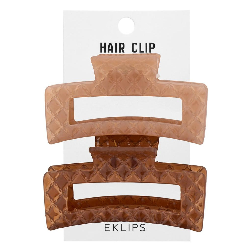 Eklips Rectangular Frosted Hair Claws Cream & Brown 2-Pack