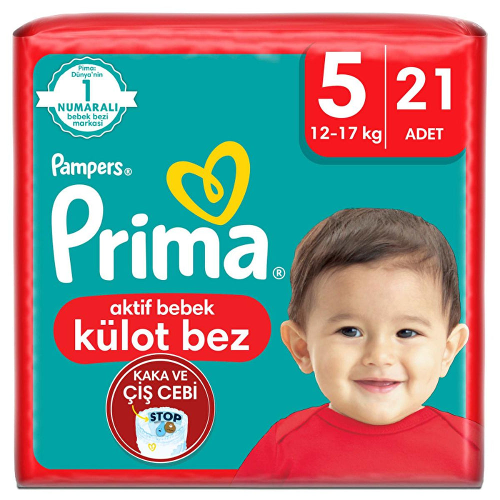 Prima Pampers Disposable Diapers for Babies - Hypoallergenic, Ultra Absorbent & Leakproof (Size 5, 21 Count) - Baby Care